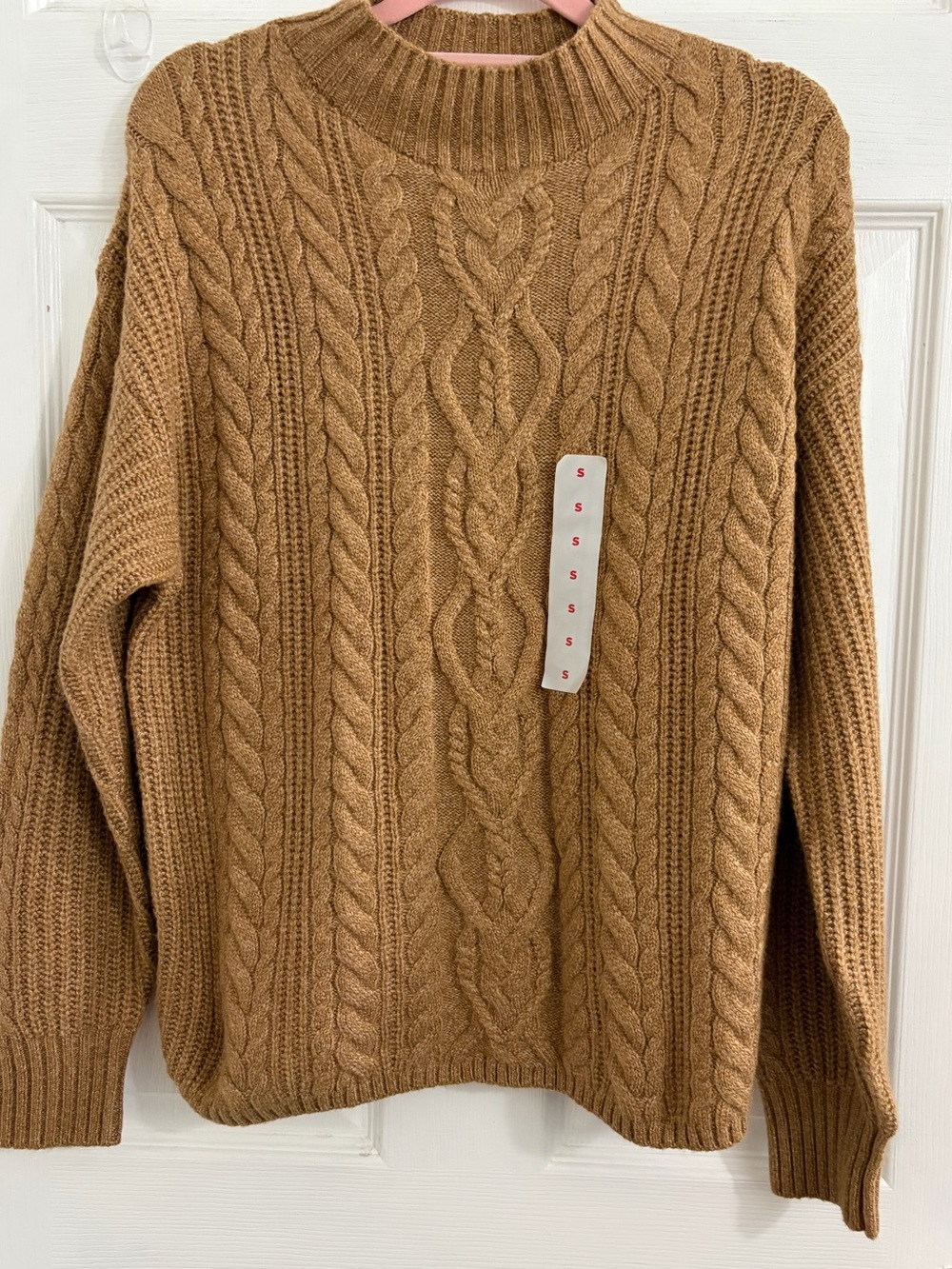 Old Navy Women's Cable Knit Crewneck Sweater - Camel size small $10 NWT